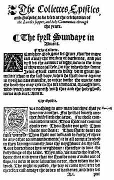 Collect and epistle for the First Sunday in Advent, from the 1559 Book of Common Prayer