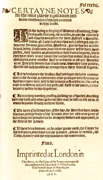 Last page of the 1549 Book of Common Prayer