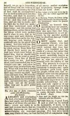 Readings for Ash Wednesday, from an 1849 copy