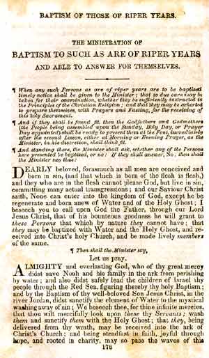 page from the Baptism service, from an edition published in 1865