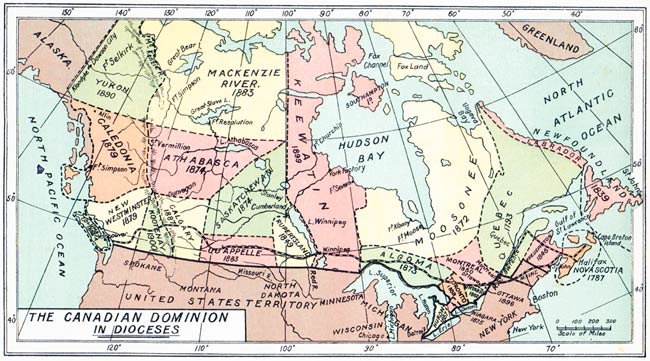 Map of Canadian Dioceses