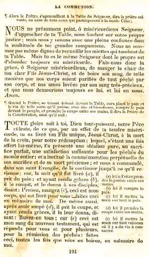 A page from the Communion service