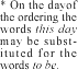 On the day of ordering, 'this day' instead of 'to be'