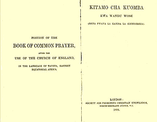 Title pages, English & Taveta