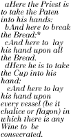 Priest's actions with bread & wine
