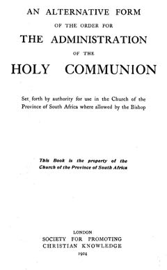 alternative Holy Communion title page